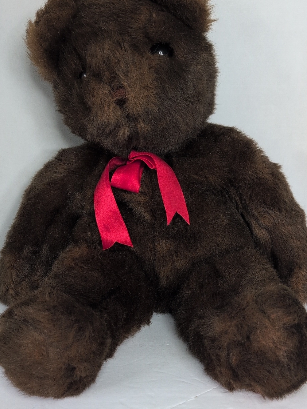 Vintage 15 In TY Brown Plush Bear with Red Logo Tag, 1990